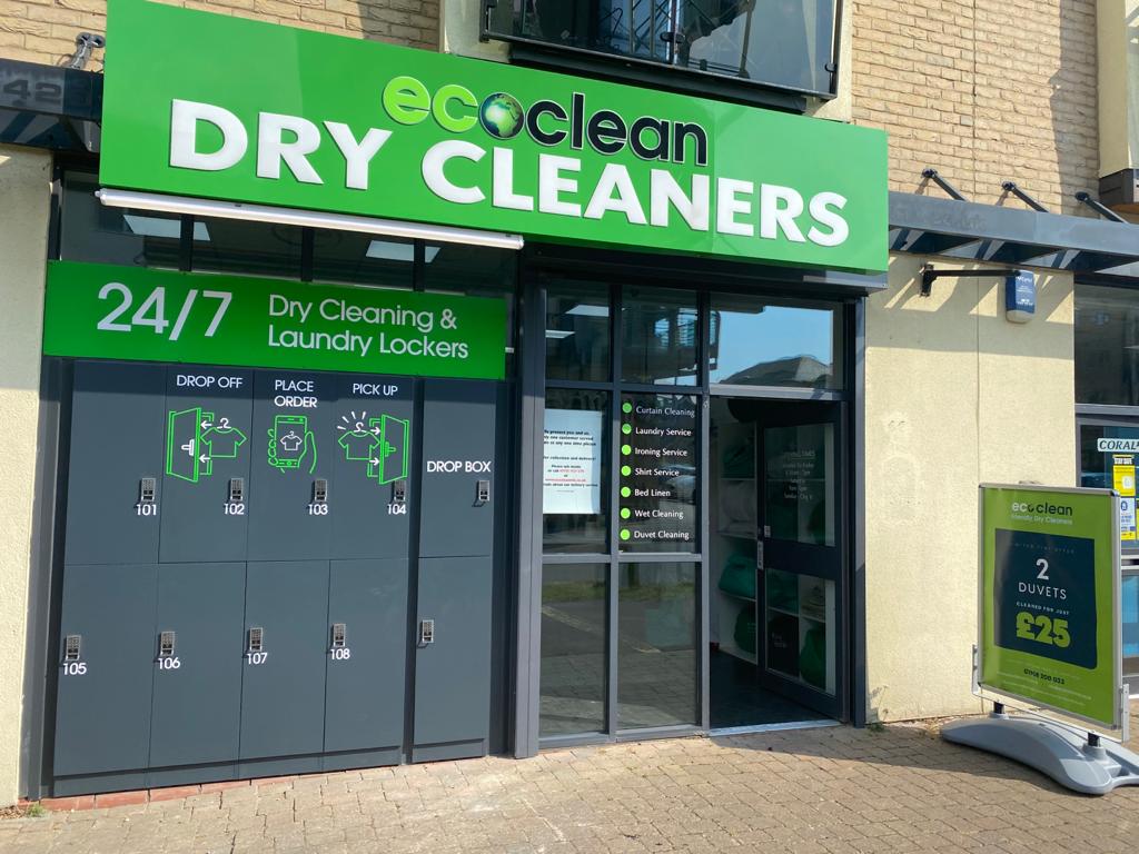 EcoClean 24/7 laundry locker storefront install
